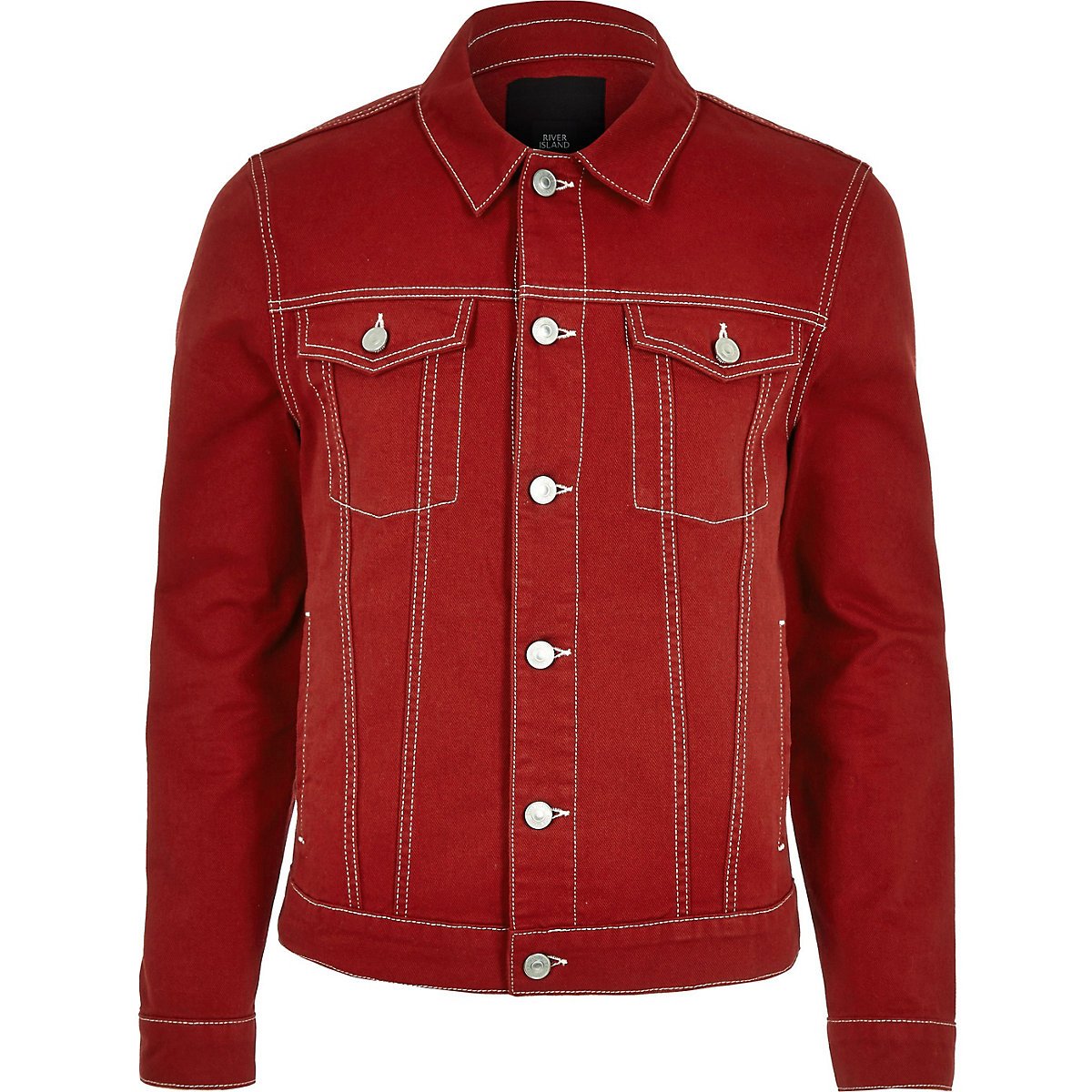 Red contrast stitch denim jacket