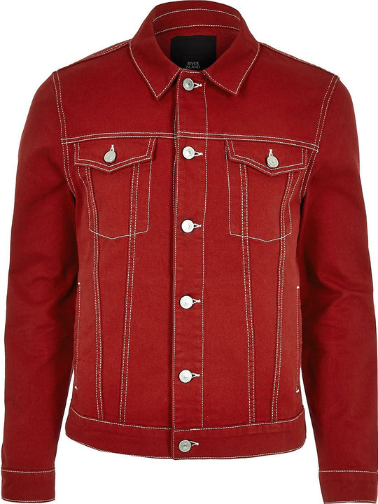 Red contrast stitch denim jacket