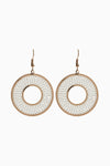 White Beaded Circle Drop Earrings