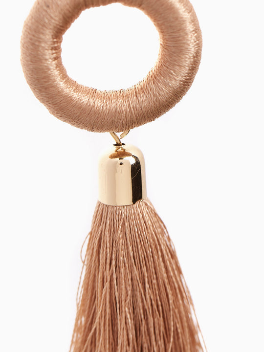 Nude Statement Tassel Drop Earrings