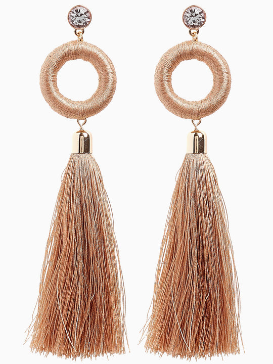 Nude Statement Tassel Drop Earrings