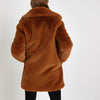 Brown faux fur longline coat