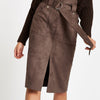 Brown paperbag waist pencil skirt