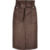 Brown paperbag waist pencil skirt