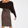 Brown paperbag waist pencil skirt