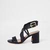 Yellow tie strap block heel sandals