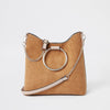 Beige metal hoop tote bag