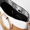 Beige metal hoop tote bag