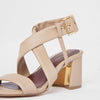 Yellow tie strap block heel sandals