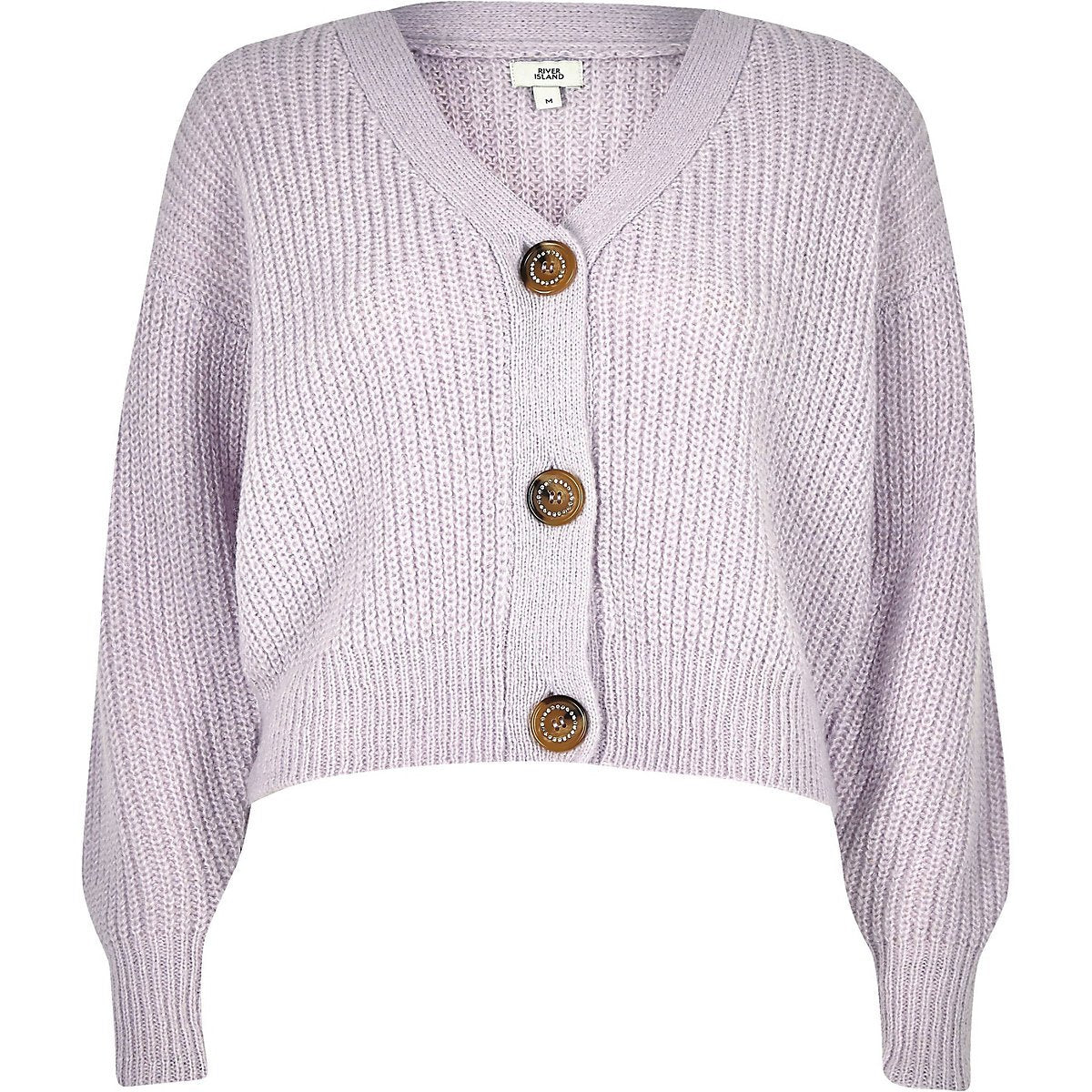 Lilac horn button knit cardigan