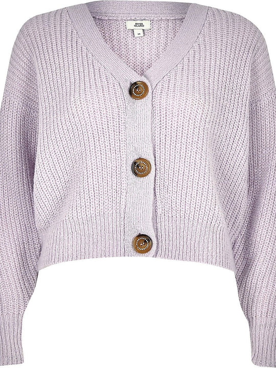 Lilac horn button knit cardigan