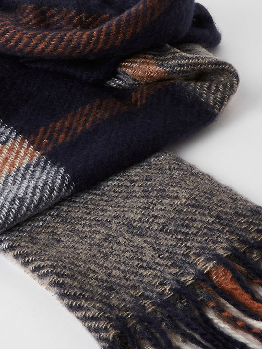 Navy check scarf