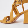 Yellow tie strap block heel sandals