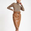 Brown paperbag waist pencil skirt