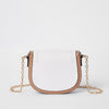 Orange saddle lock front chain cross body bag