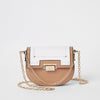 Orange saddle lock front chain cross body bag