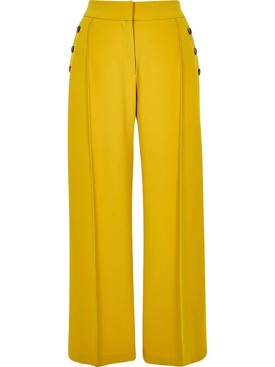 Yellow button wide leg trousers