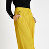 Yellow button wide leg trousers