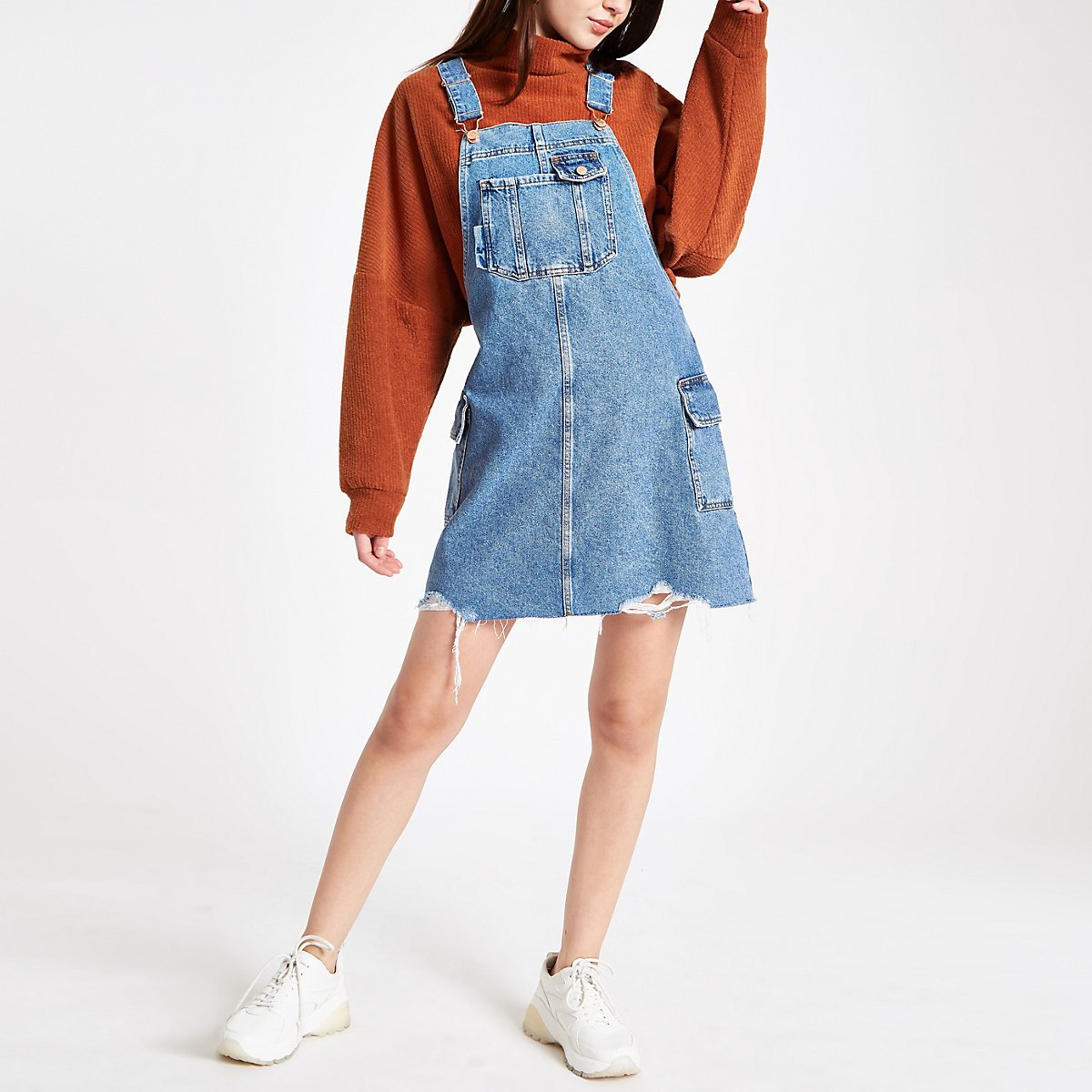 Blue utility denim dress