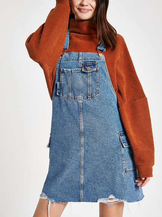 Blue utility denim dress