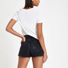 Black Annie washed high waist denim shorts