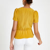 Yellow button front tea top