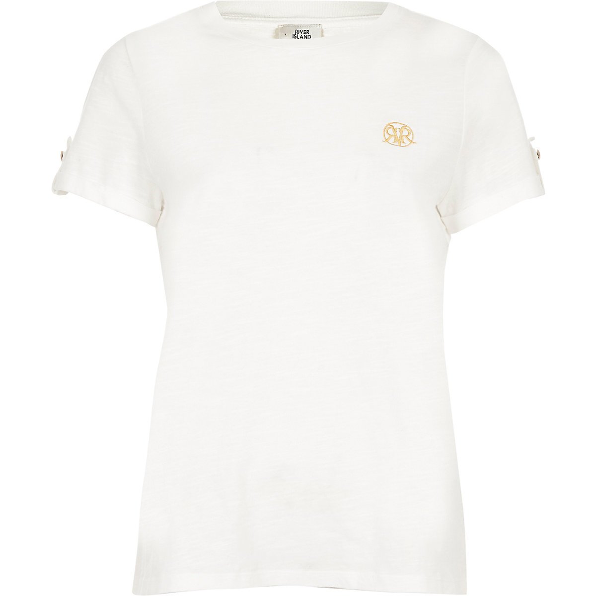 White RI turn up sleeve T-shirt