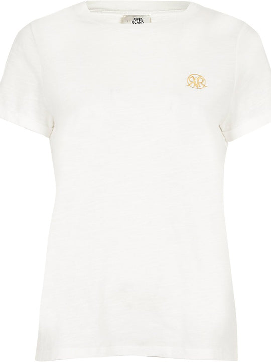 White RI turn up sleeve T-shirt