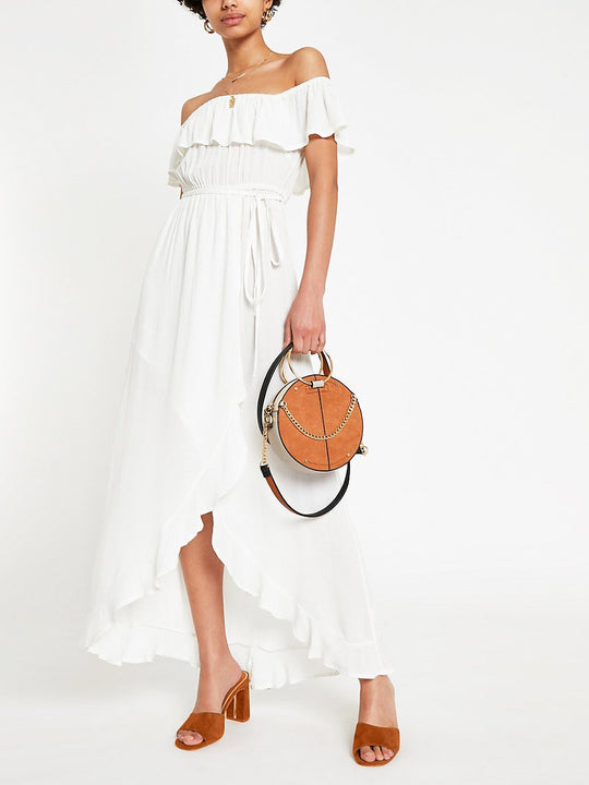 White bardot maxi dress