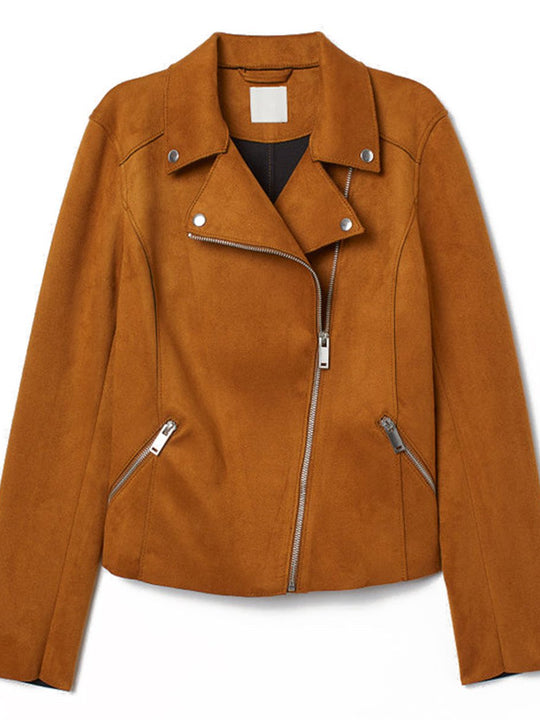 Tan suede biker jacket