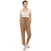 Linen-blend paper bag trousers