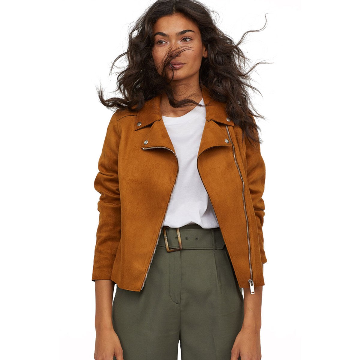 Tan suede biker jacket