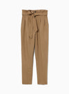 Linen-blend paper bag trousers