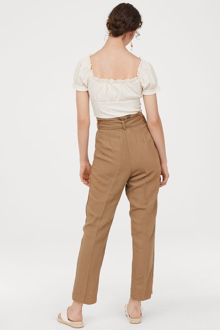 Linen-blend trousers