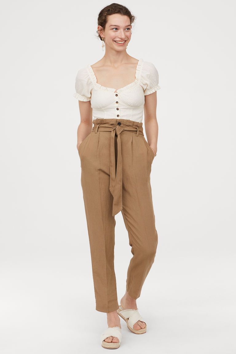 Linen-blend trousers