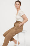 Linen-blend paper bag trousers