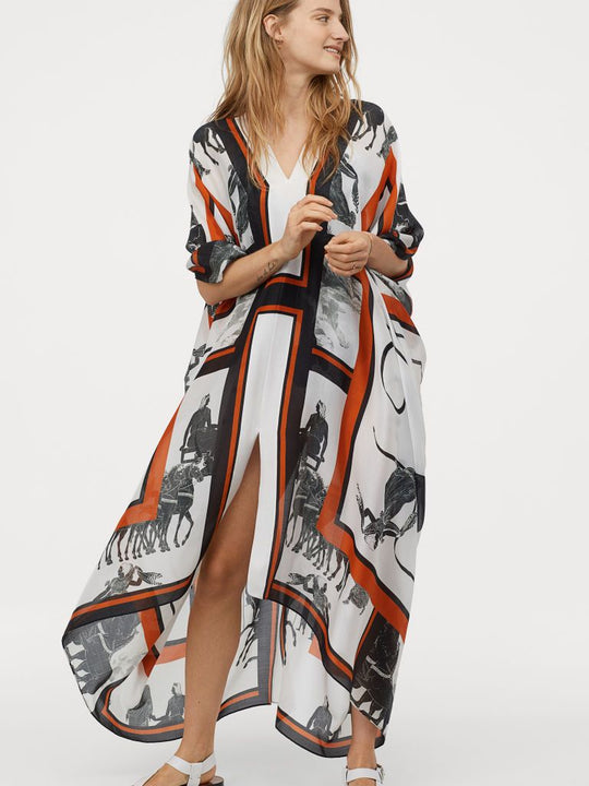 Silk-blend kaftan