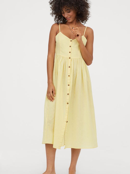 Linen-blend dress