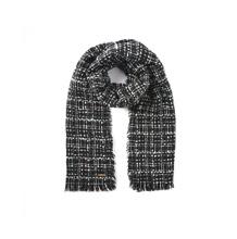 Black boucle check scarf