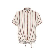 Red stripe tie front shirt